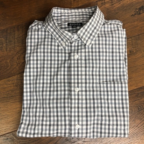 Gray Checked Button Down Shirt‎ - Size XL (46-48) - Picture 1 of 7